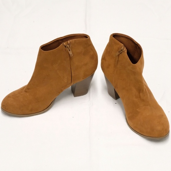 Old Navy Ankle Boots Brown Faux Suede Booties inside zipper - Picture 6 of 8